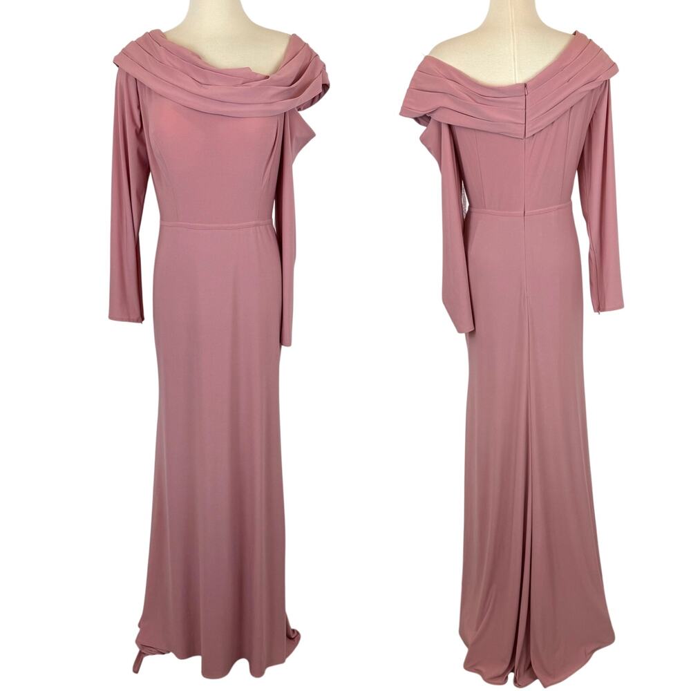 IEENA for Mac Duggal Jersey Gown Long Dress in Rose Light Pink 14 NWT